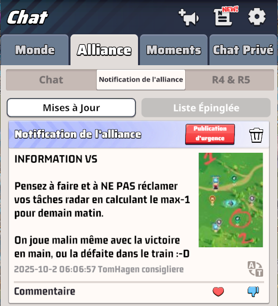 Communiquer avec les joueurs